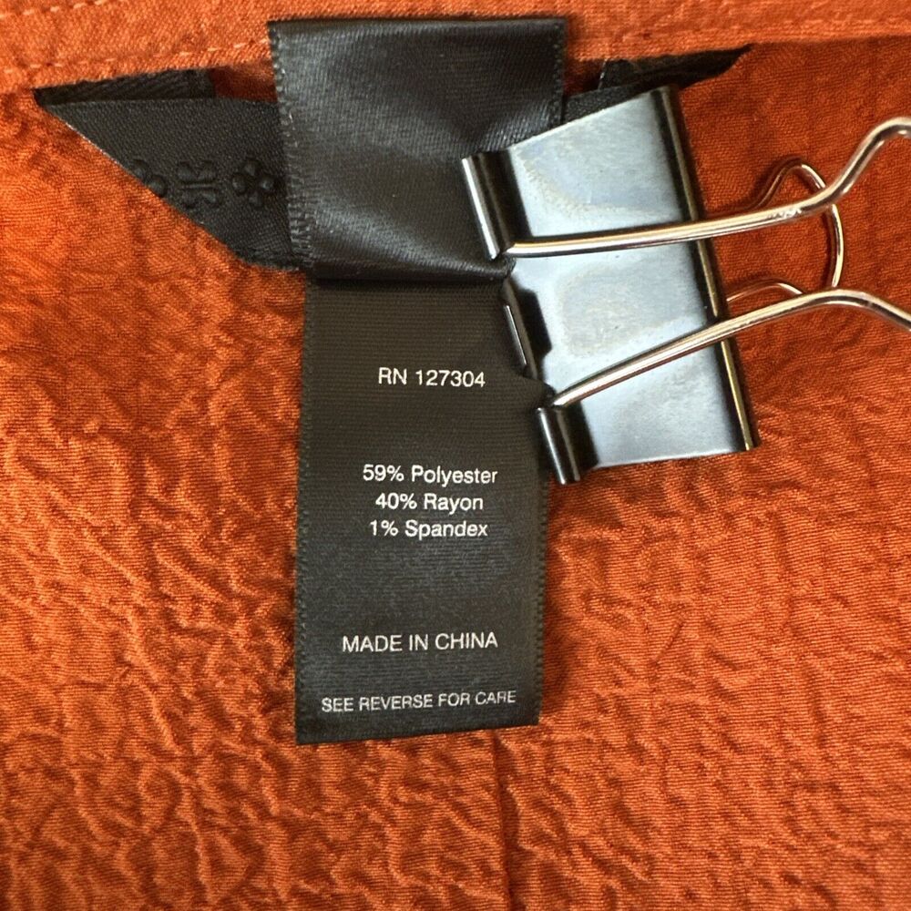 Ali Miles Cowl Neck Asymmetric Tunic Plus Size 1X Rust Orange Pucker Jersey - Picture 9 of 9